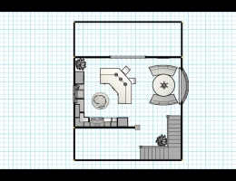 Blue print view of kitchen.